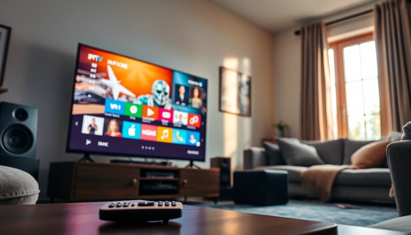 Erleben Sie IPTV Deutschland in einem modernen Wohnzimmer mit ausgezeichneter Technologie.