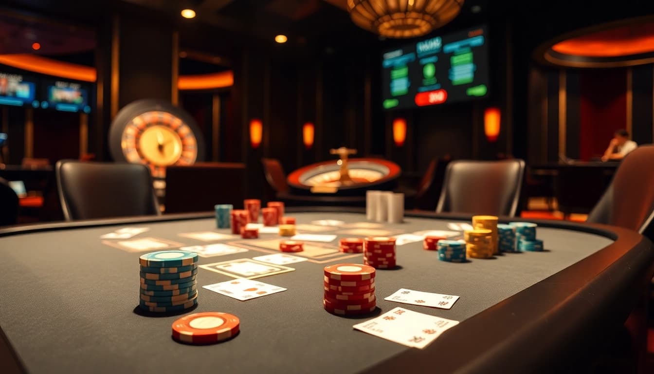 Experience kèo nhà cái trực tiếp with vibrant casino visuals showcasing poker tables and betting excitement.