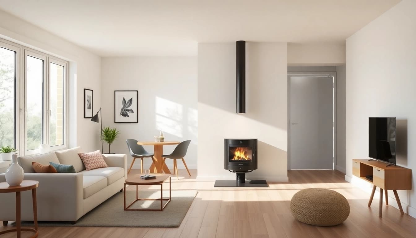 Effizienter akku staubsauger arbeitet mühelos auf einem hölzernen Boden im modernen Zuhause.