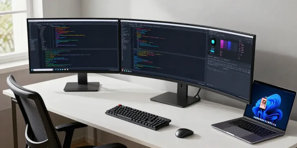 Entwicklerarbeitsplatz mit modernem Design und gg Software-Entwicklungsumgebung.