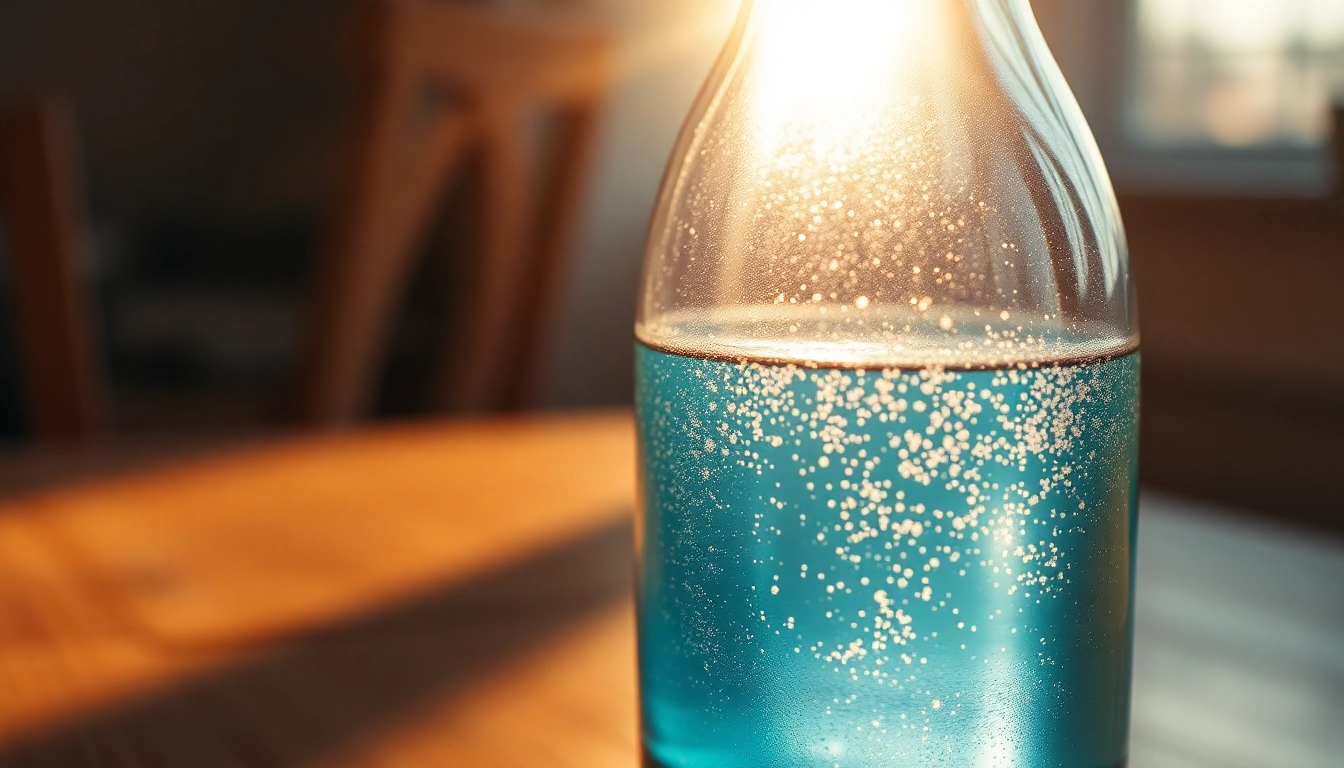 Kolloidales Silber in a glass bottle, highlighting its shimmering silver particles against a warm wooden backdrop.