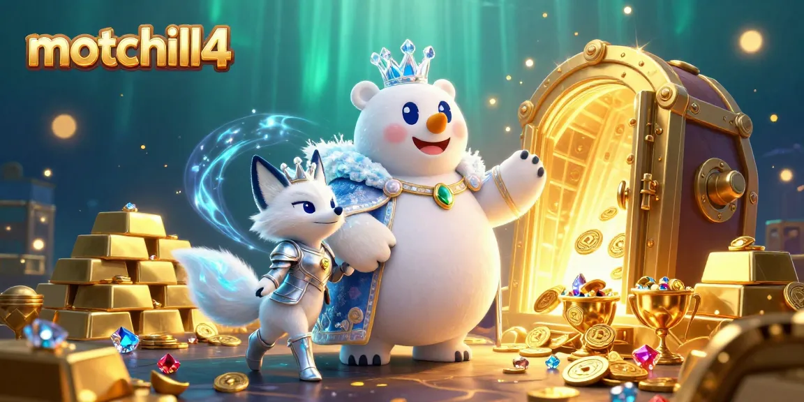 Win big with motchill4 in this vibrant 3D illustration packed with casino treasures and magical creatures.