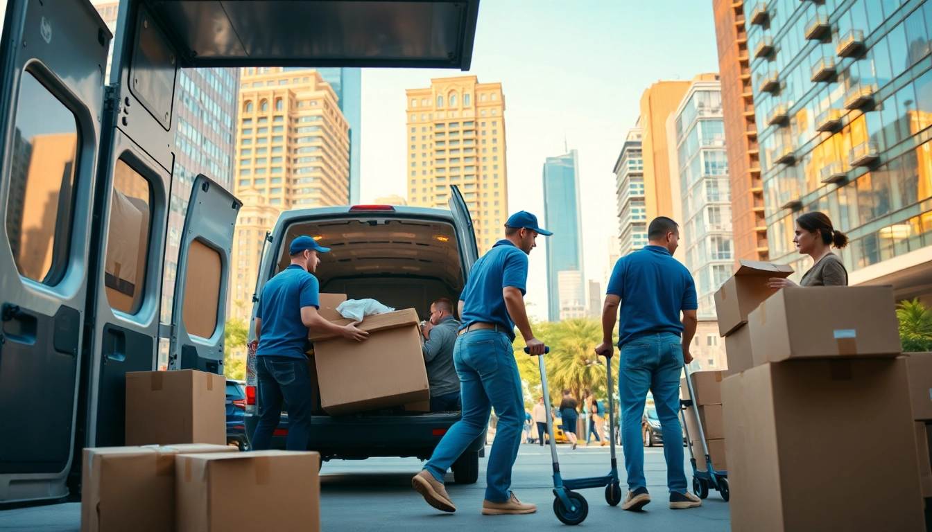 Umzugsunternehmen Darmstadt team completing a residential move in a dynamic city setting.