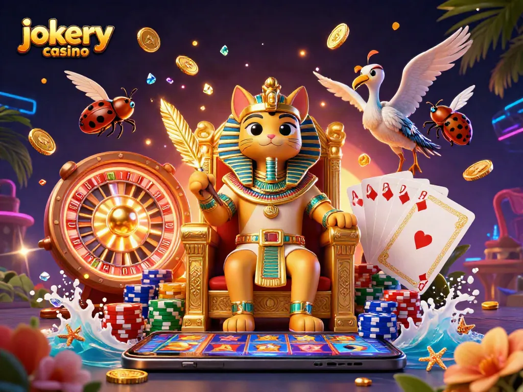 Experience the thrill of jokery casino with a lively scene featuring dynamic gaming elements.