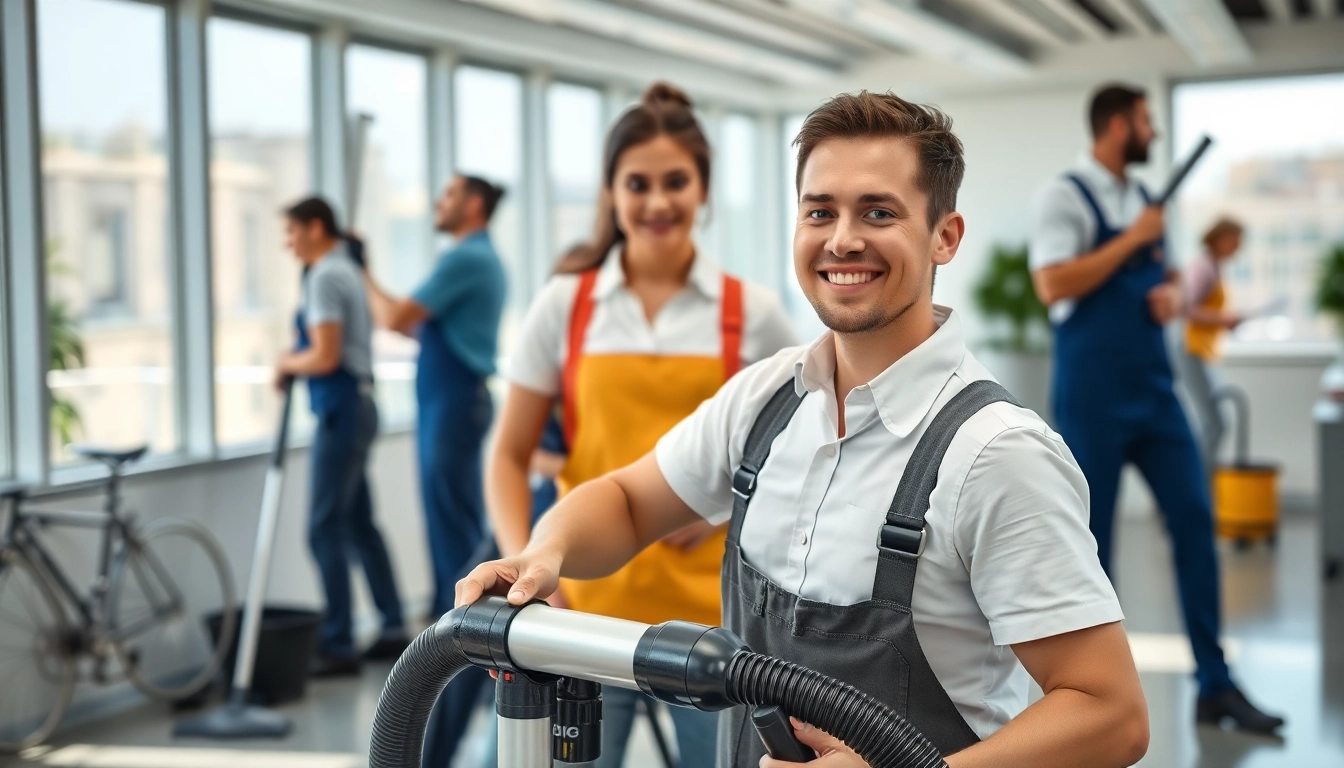 Effiziente Gebäudereinigung Ulm durch ein professionelles Team in einem modernen Büro.