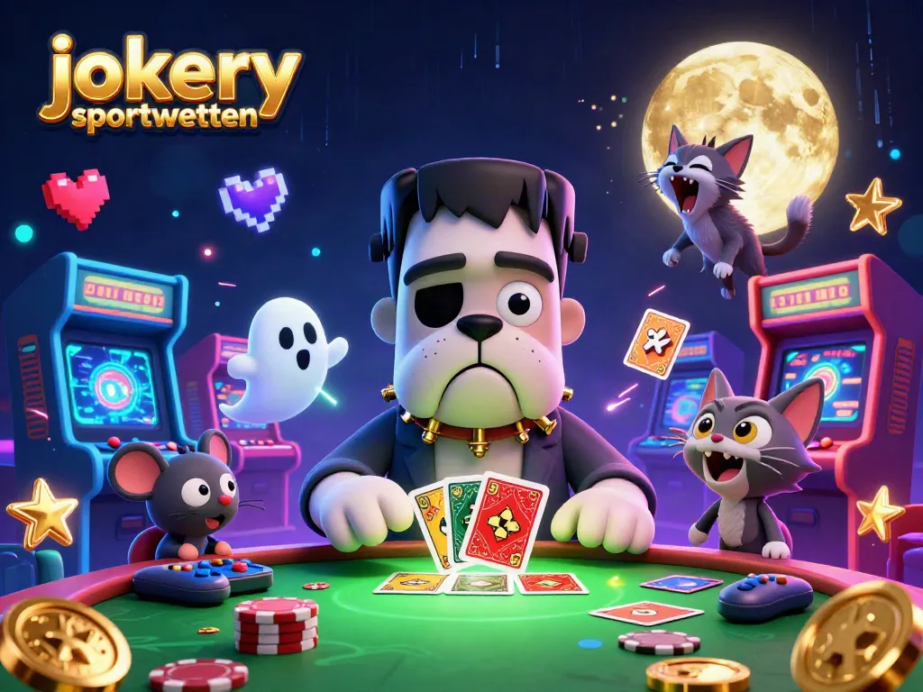 Engage in jokery sportwetten action with colorful characters and casino elements in a lively scene.
