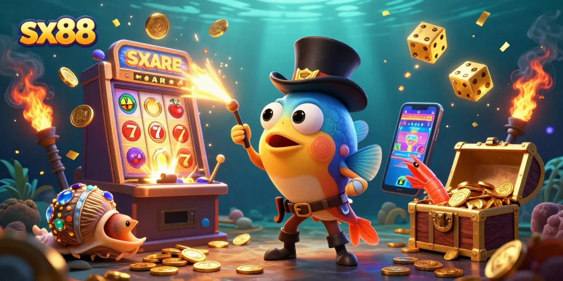 Engage with sx88's exciting slots featuring a glowing anglerfish and gold coin treasures.