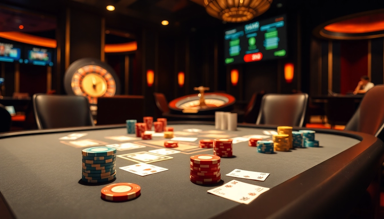 Experience kèo nhà cái trực tiếp with vibrant casino visuals showcasing poker tables and betting excitement.