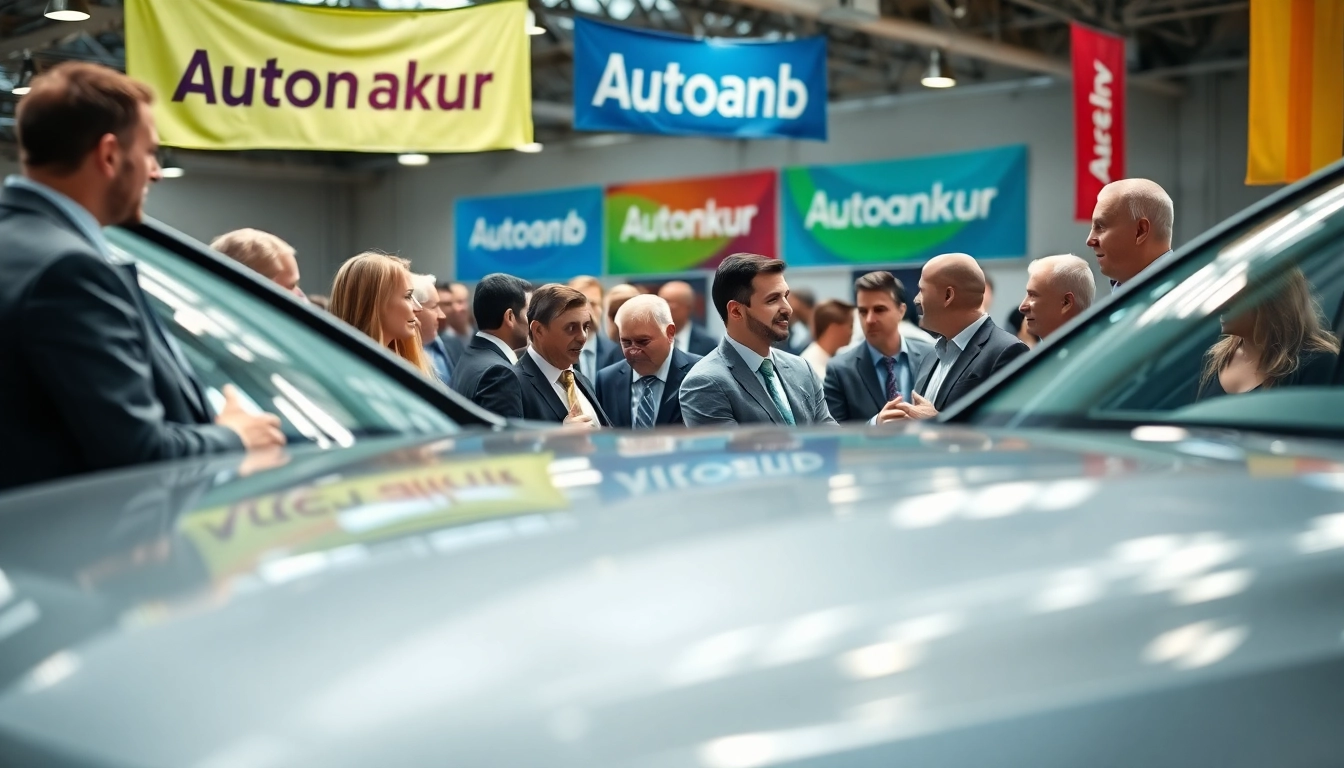 Autoankauf im dynamischen Autosachverhalt mit Käufern und Verkäufern in Aktion.