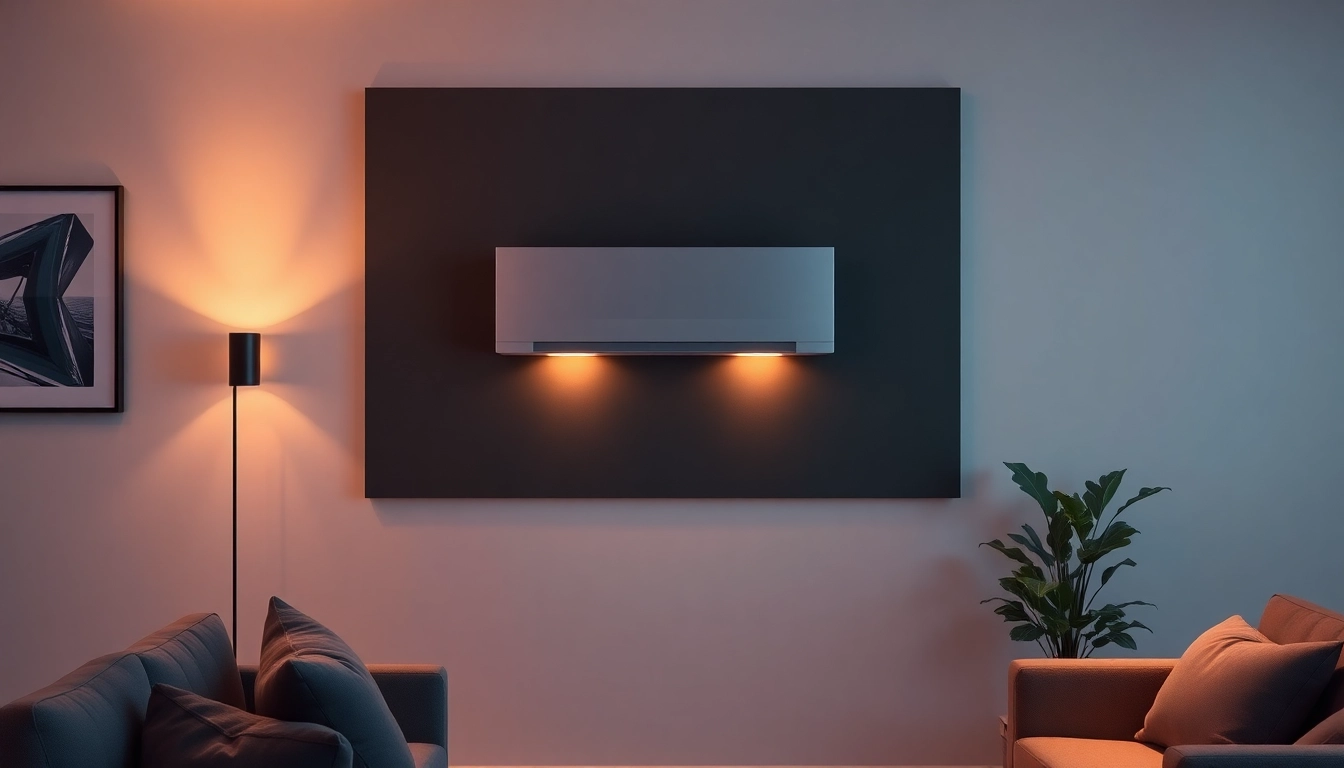 Efficient Klimaanlage cooling a stylish living room, radiating comfort and modern design.