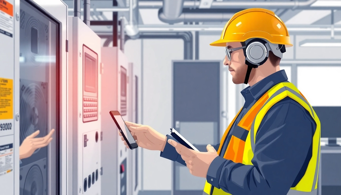 Technician conducting a DGUV V3 Prüfung to ensure electrical safety and compliance in the workplace.