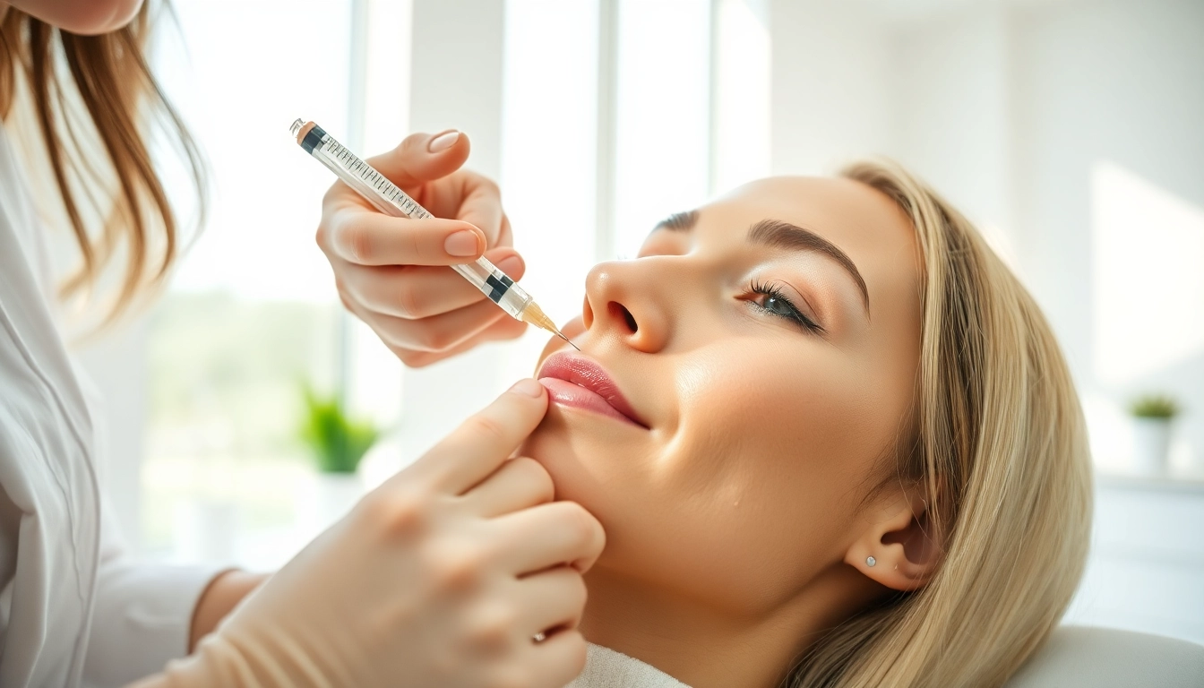 Dermal fillers being skillfully applied to enhance facial features in a modern clinic.