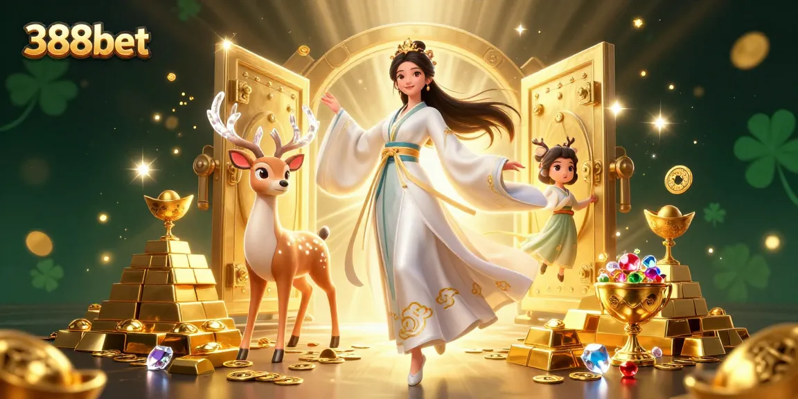 Experience 388bet's magical world of rewards with a unique fantasy-themed casino illustration.