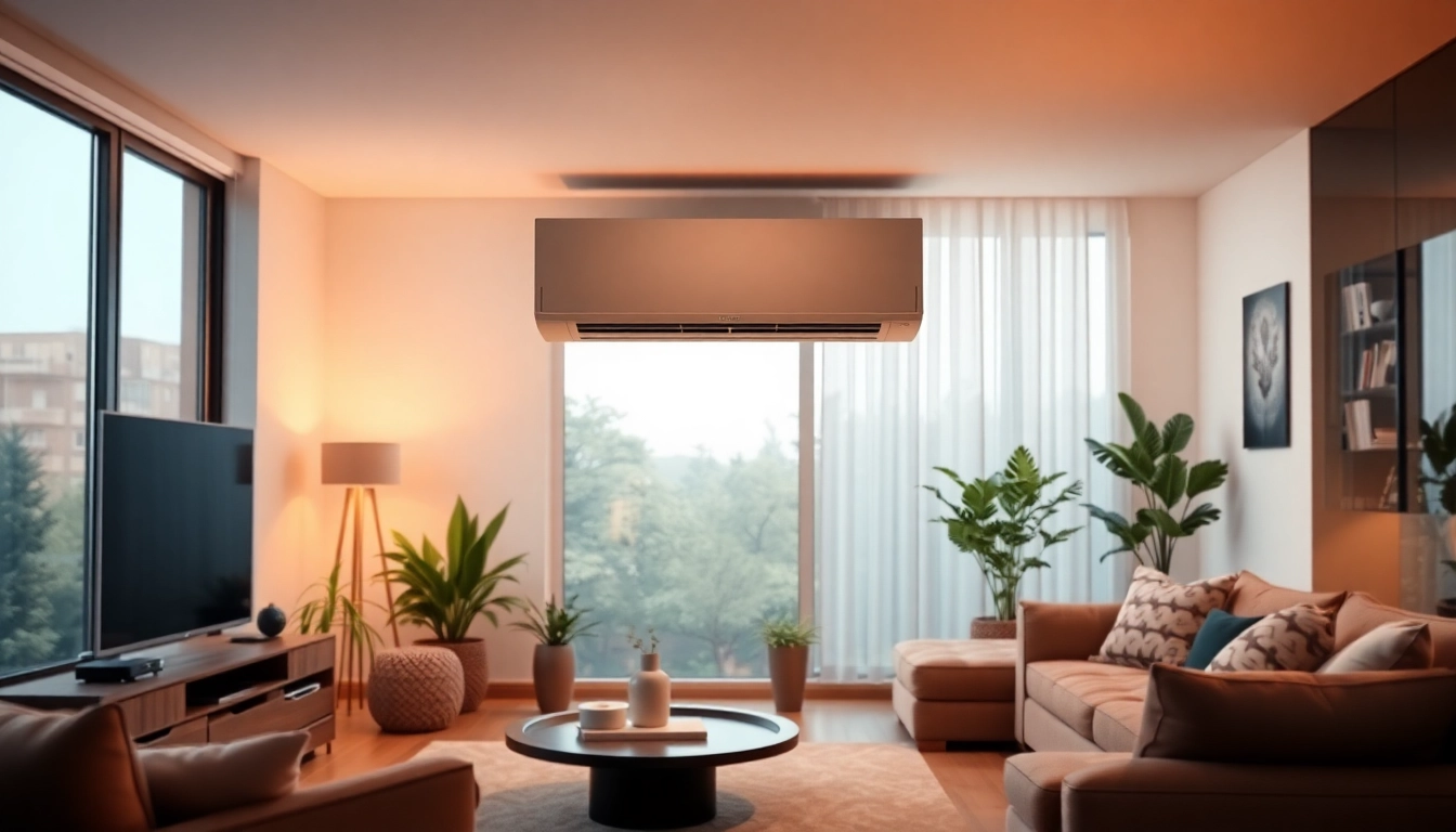 Klimaanlage in einem stilvollen Raum installiert, bietet frische Luft und Komfort für das Zuhause.