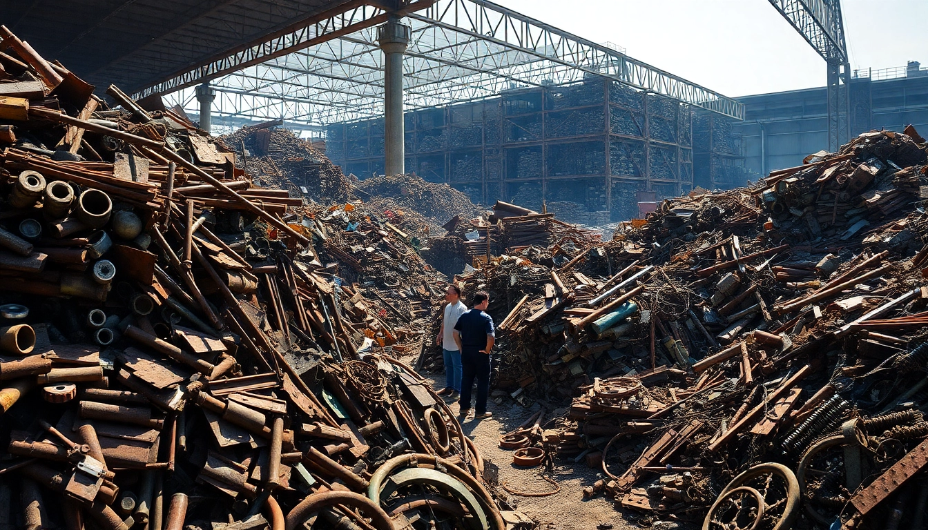 Efficiently working Schrotthändler Remscheid in a vibrant scrap yard filled with diverse metal materials.