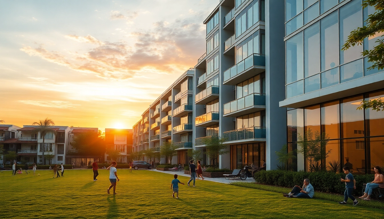 A picturesque view of a modern residential complex at tampines st 95 ec with families enjoying the community.