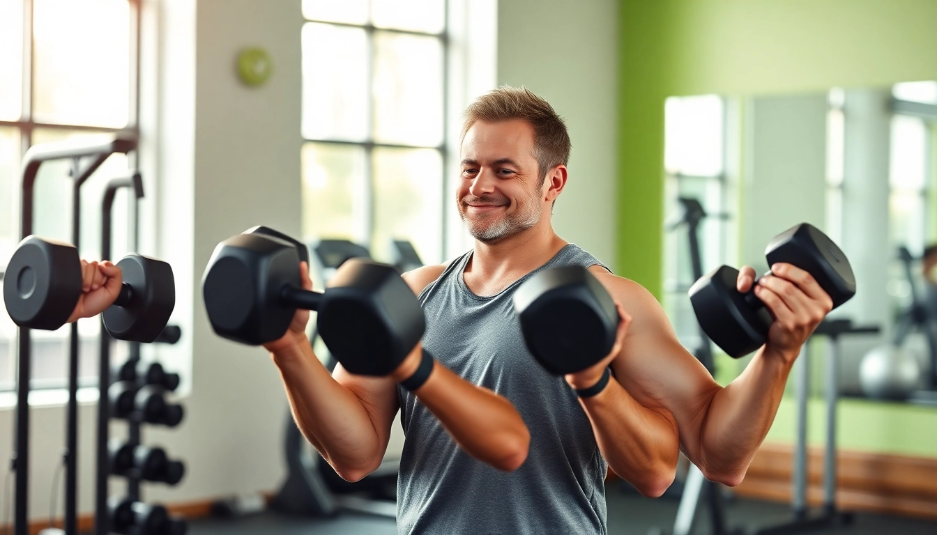 Motivierte Person beim Training im Fitnessstudio, symbolisiert Gewichtsverlust durch gesunde Lebensweise.