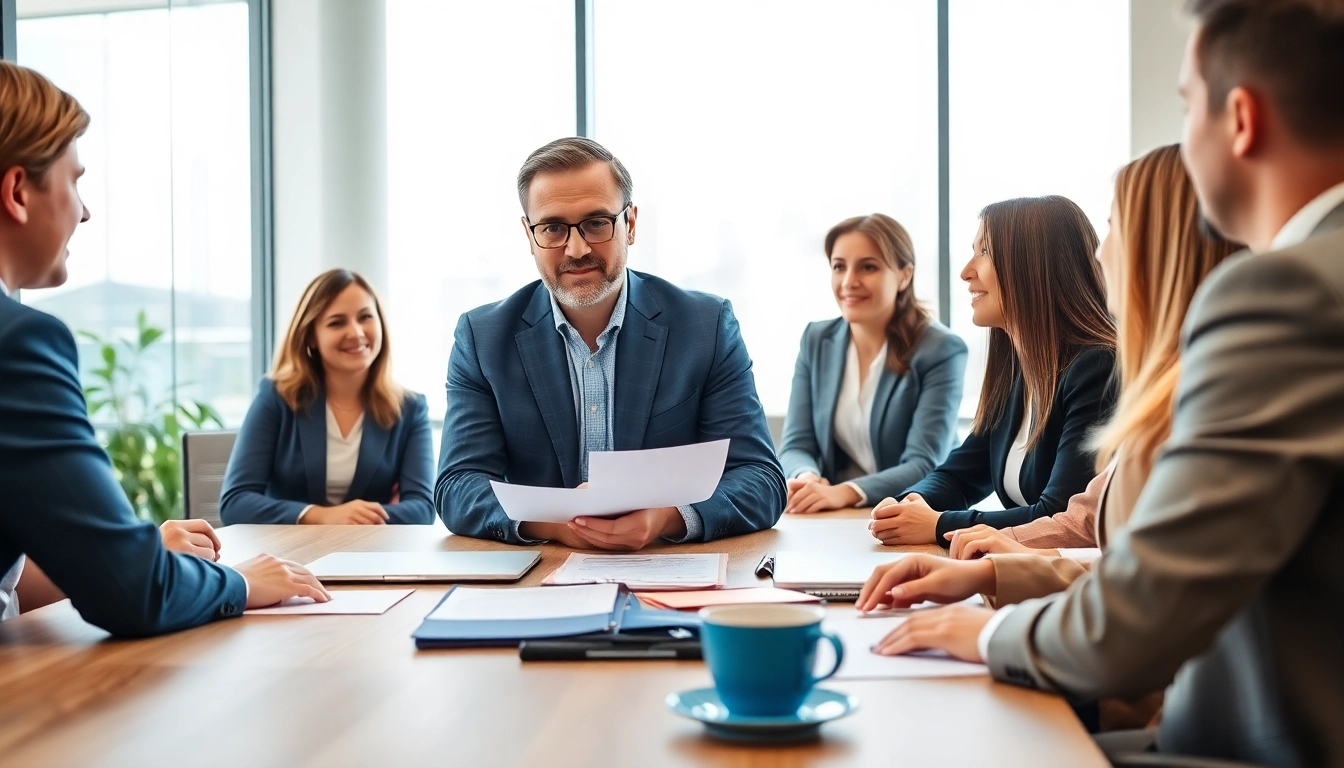 Headhunter Oberhausen consulting diverse candidates in a modern office setting.