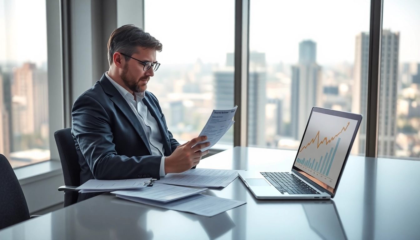 Headhunter Ärzte analysiert Lebenslauf und Bewerbungsunterlagen in einem modernen Büro.