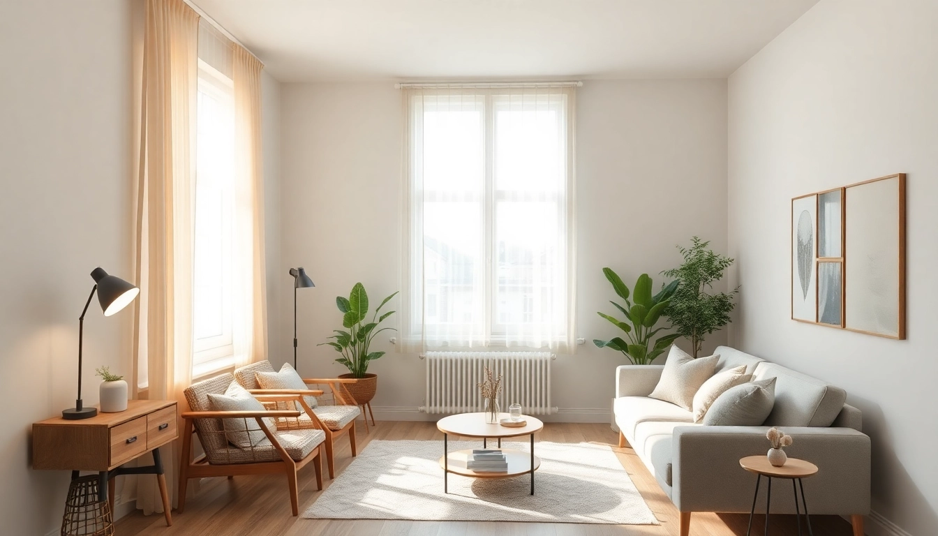 Plissee auf Maß im eleganten Wohnraum, der sanftes Licht filtert.