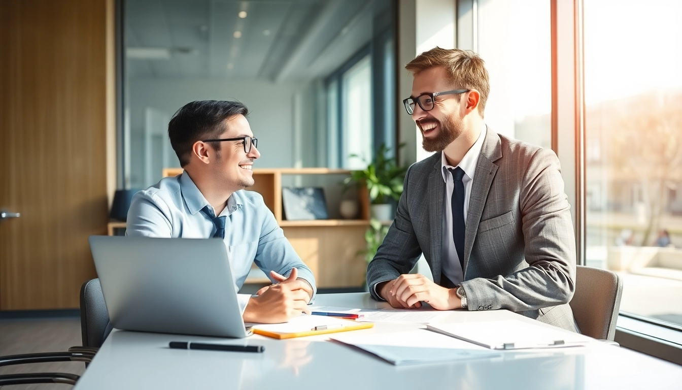 Professioneller Headhunter Dresden führt ein Bewerbungsgespräch mit einem Kandidaten in einem modernen Büro.