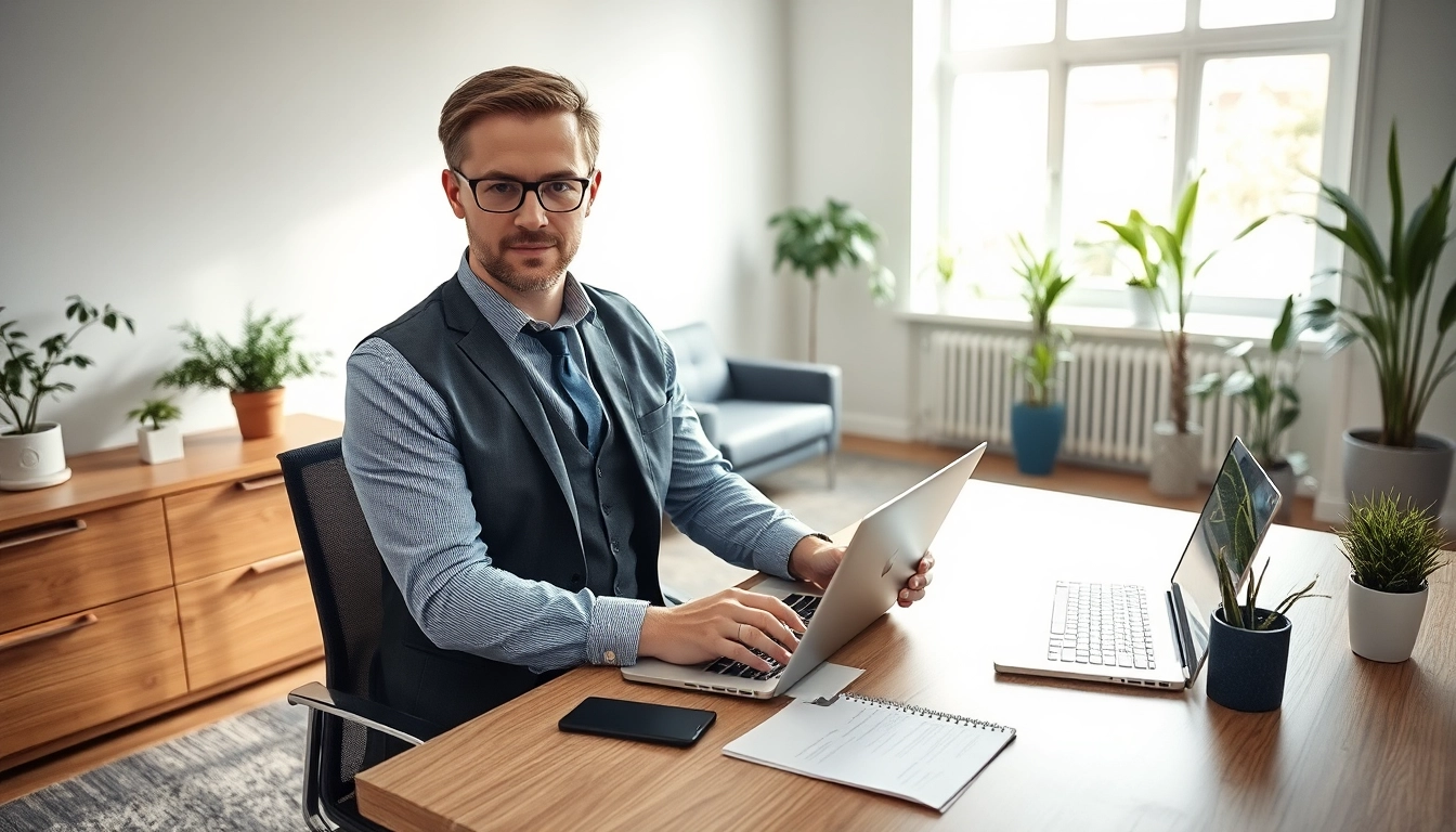 Headhunter Saarbrücken: Professionelle Büroszene mit einem Berater, der potenzielle Kandidaten strategisch anspricht.