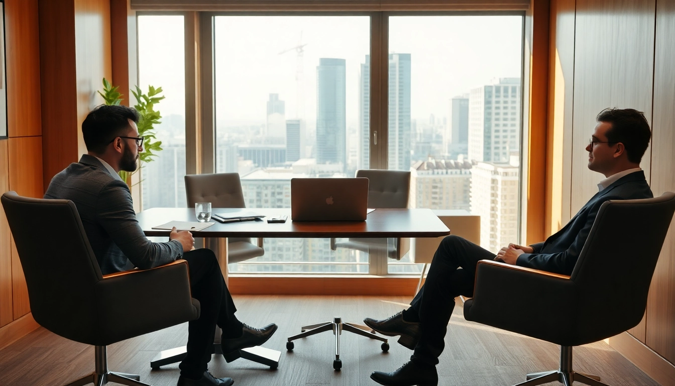 Headhunter Gastronomie führt ein Gespräch mit einem Bewerber in einem stilvollen Büro.