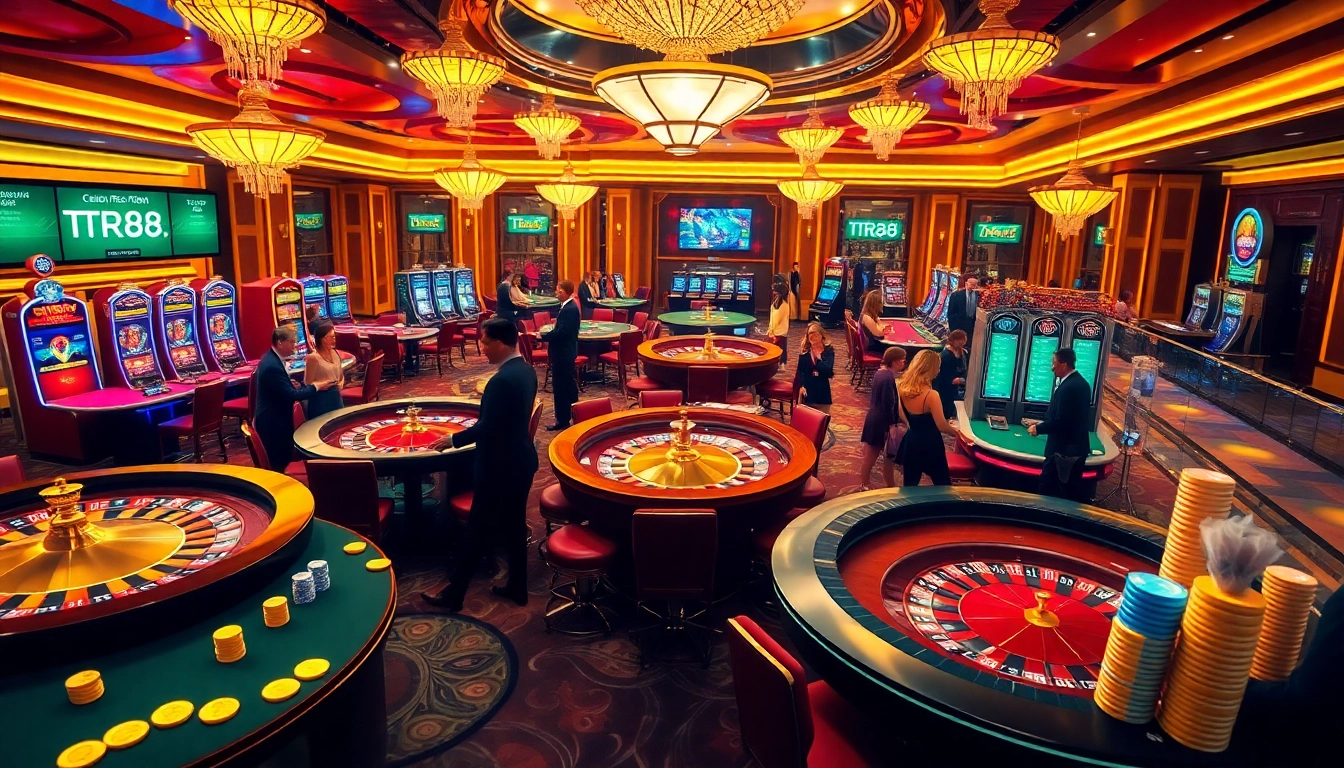 Experience the excitement of casino gaming with https://tr88.bio/ showcasing vibrant tables and players.