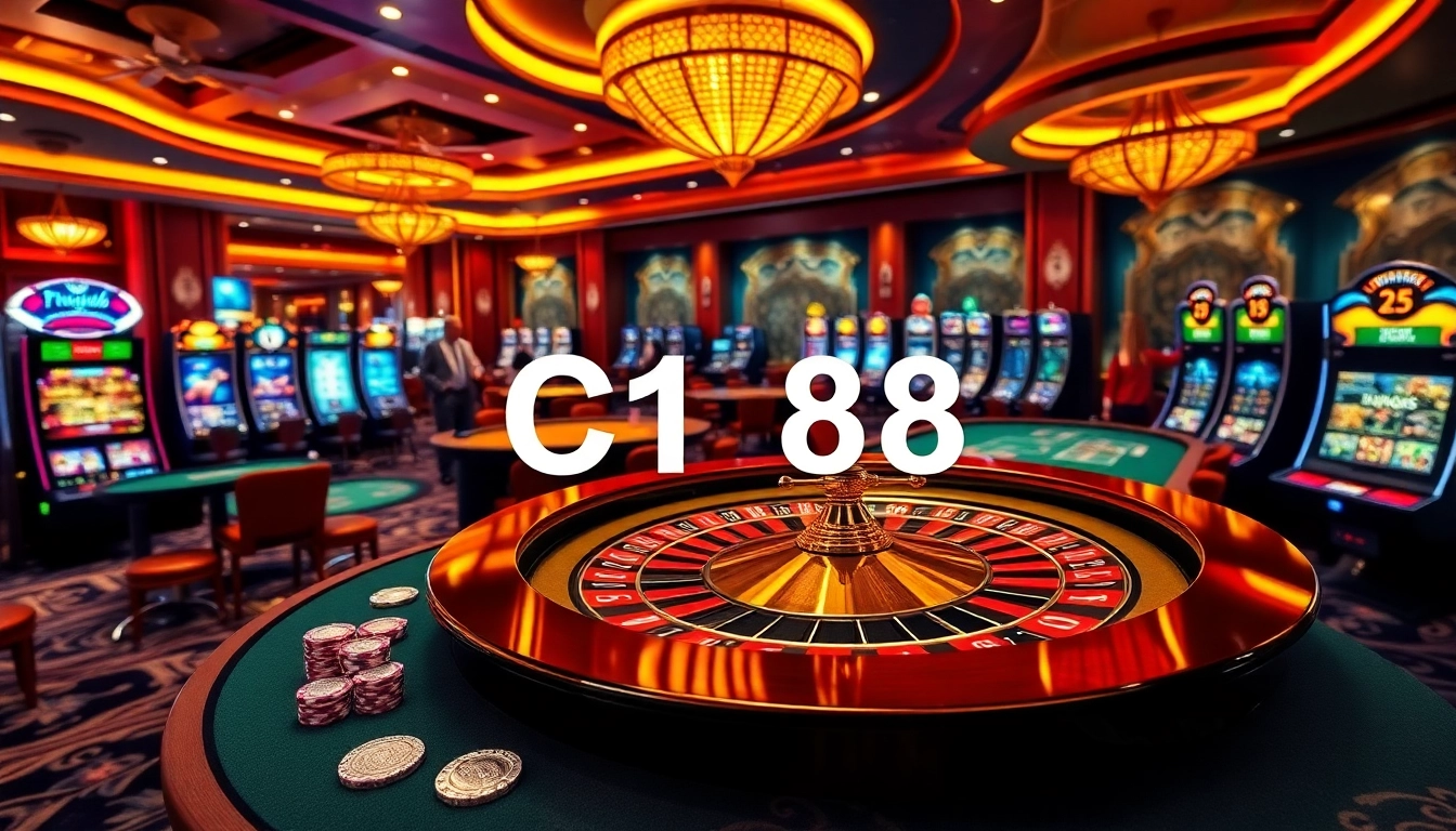 Experience thrilling gameplay at C168's luxurious casino with roulette tables and engaging slot machines.