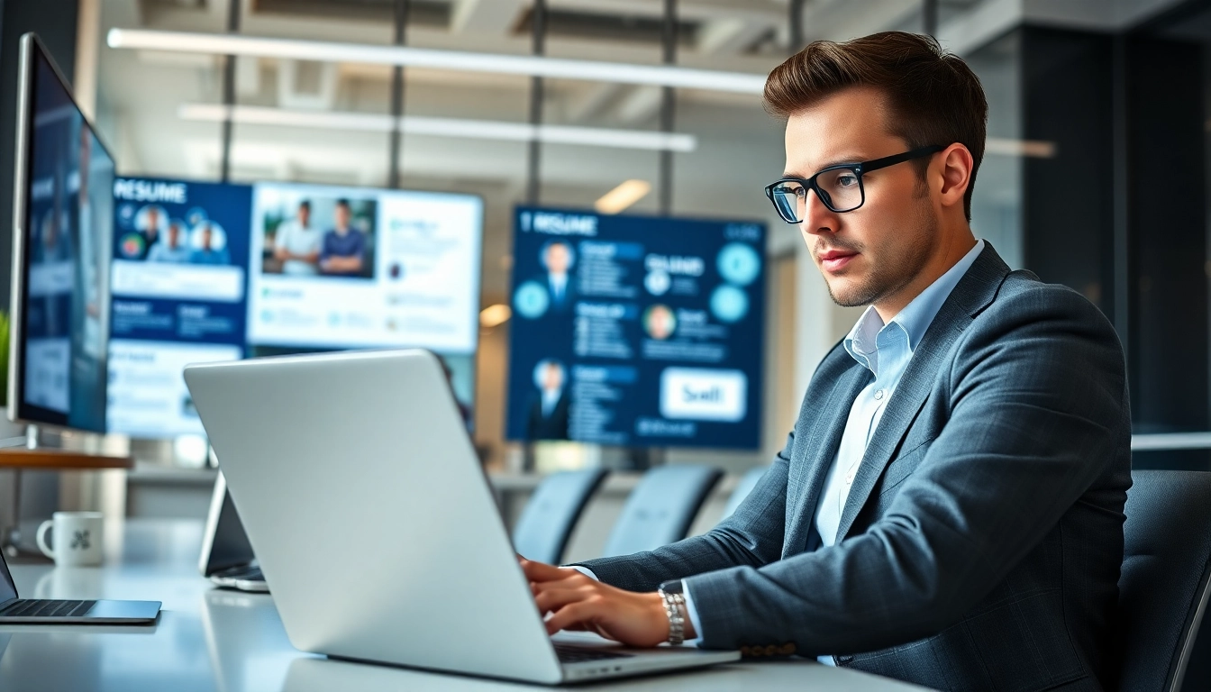 Headhunter IT interview in a modern office, showcasing professionalism and technology.