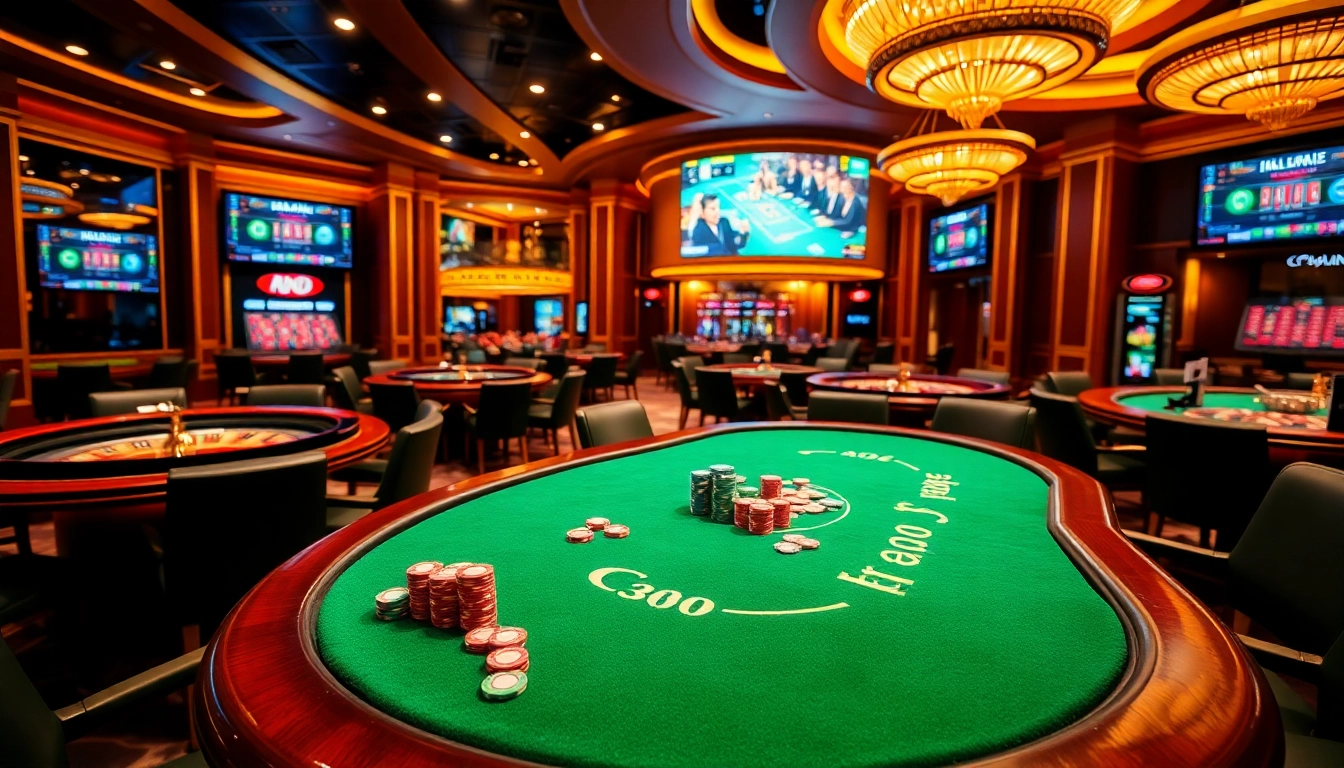 Exciting poker game at https://go88vn.id/ with colorful chips and warm casino ambiance.