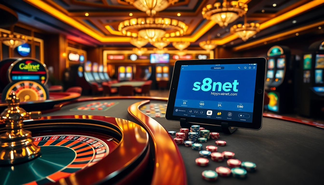 Engage in thrilling casino action at https://s8net.com/ with vibrant slot machines and roulette wheels.