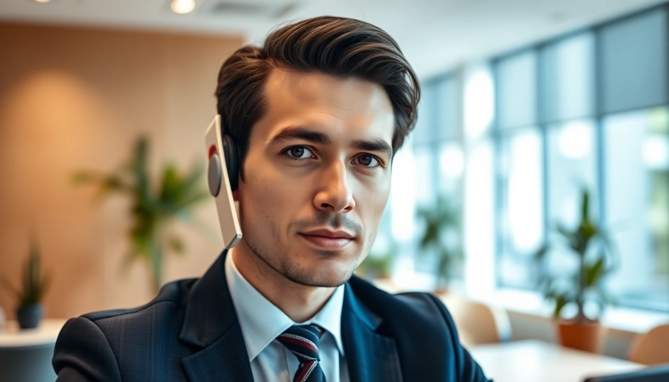 Headhunter Schweiz in professionellem Umfeld, telefoniert und zeigt Entschlossenheit.