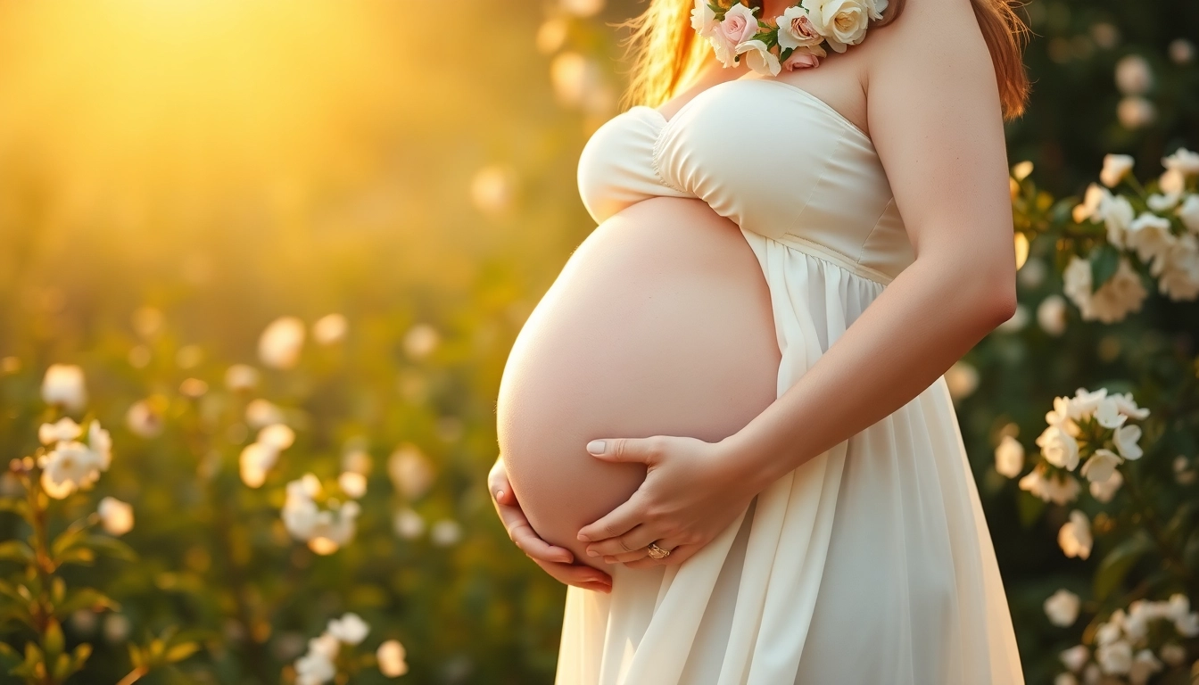Inspiring Schwangerschaftsfotografie of an expectant mother in nature, radiating joy and serenity.