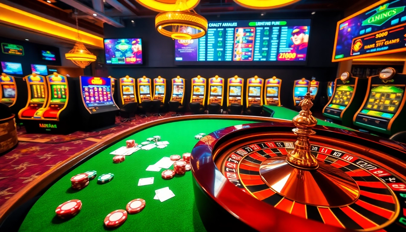 Engaging gamblers at CM88 with a luxurious casino table, roulette wheel, and vibrant poker chips.