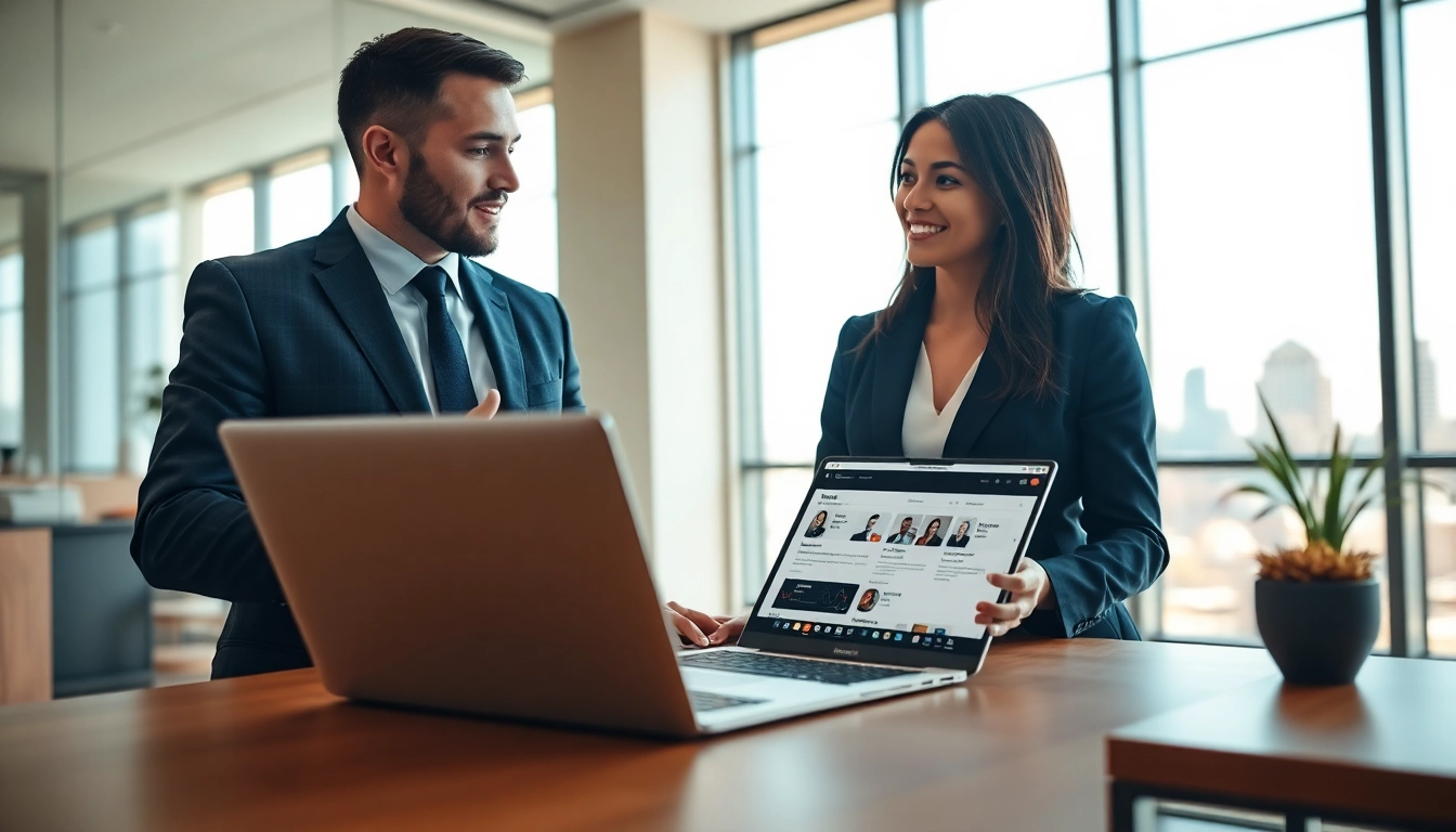 Headhunter IT assisting a client in a professional office environment.