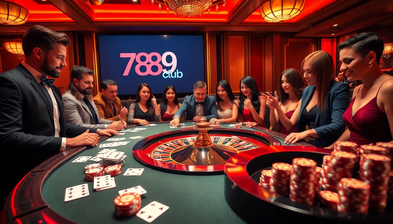 Engaging gamblers at a luxurious 789club casino with vibrant atmosphere and exciting games.
