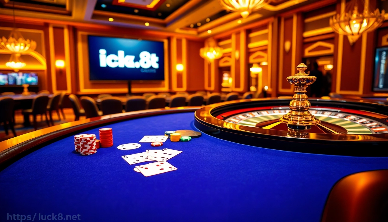 Trải nghiệm sự phấn khích với các quân bài và chip poker như thấy trên https://luck8.net trong cảnh casino sống động này.