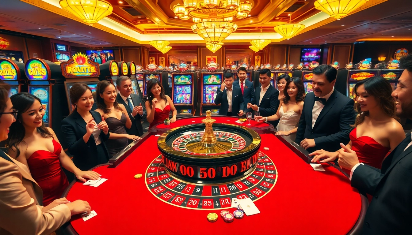 Players enjoying a thrilling roulette game at 58win, featuring vibrant chips and an elegant table.